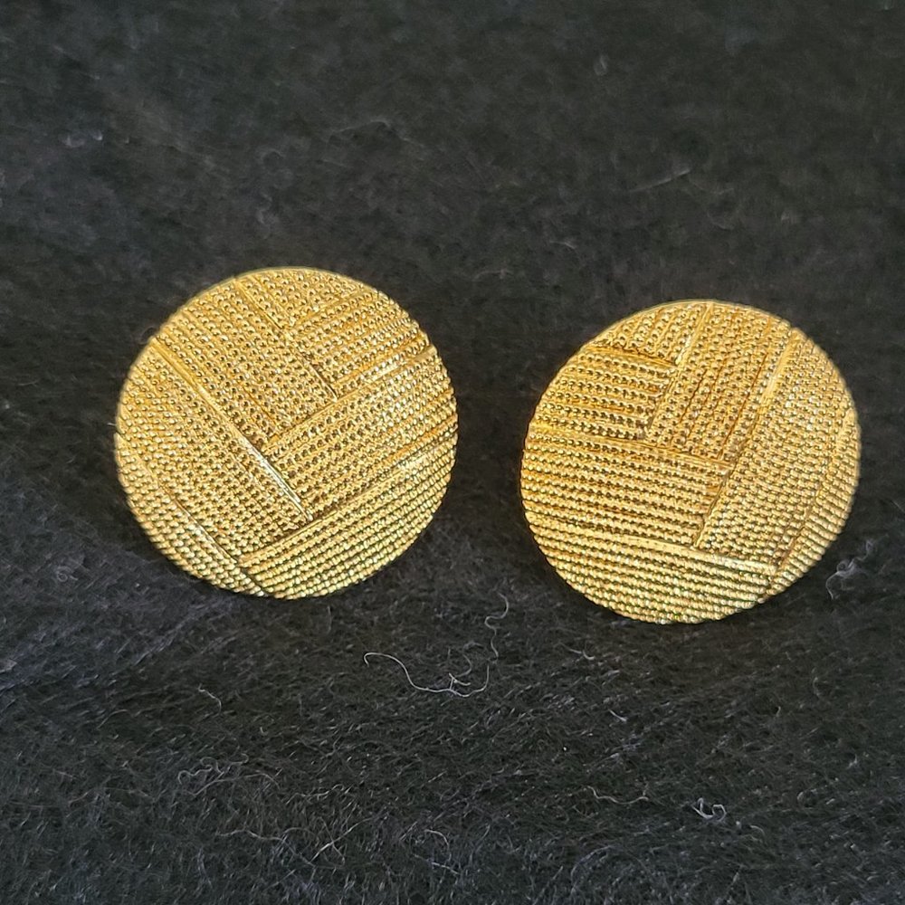 Monet vintage gold tone "Button" style earrings for pierced ears